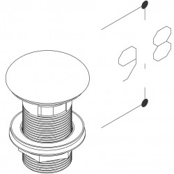 Sifona izplūde Kame 1 1/4 Pop-Up ar pārplūdi, balta keramika, ACTOP-GW-HOLE