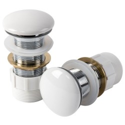 Sifona izplūde Kame 1 1/4 Pop-Up ar pārplūdi, balta keramika, ACTOP-GW-HOLE