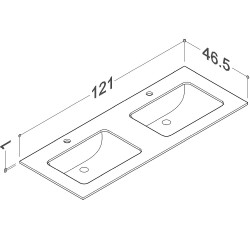 Izlietne ar augstspiediena lamināta darba virsmu Kame HPL, 121cm, WP/12-3/H12-P1-D