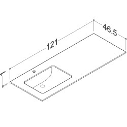 Izlietne ar augstspiediena lamināta darba virsmu Kame HPL, 121cm, WP/12-3/H12-P1-L