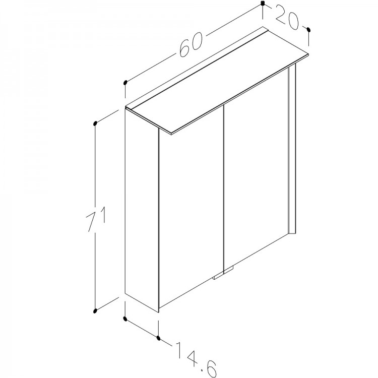 Vannas istabas skapītis ar spoguli Kame LOFT 60x71 cm, MC3DML/60-70/D15-LFT