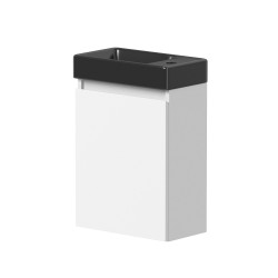 Vannas istabas skapītis ar izlietni Kame MINI melnā krāsā 40cm L/R, balts