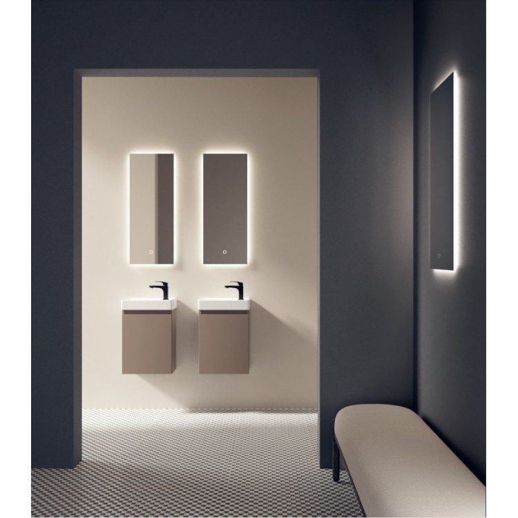 Vannas istabas skapītis ar izlietni Kame MINI baltā krāsā 40cm L/R, brūns