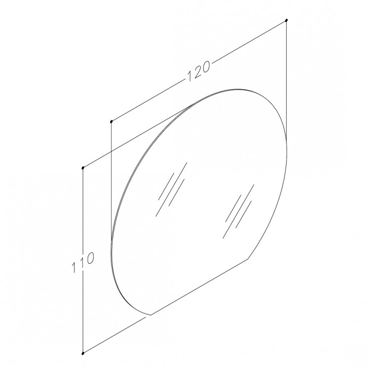 Spogulis ar LED apgaismojumu Kame SEMI ROUND 120x110cm