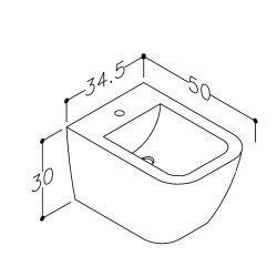 Bidē piekaramais Kame Bormida, balts