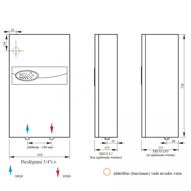 Elektriskais apkures katls Kospel EKCO.L2M-8 kW, 230/400V