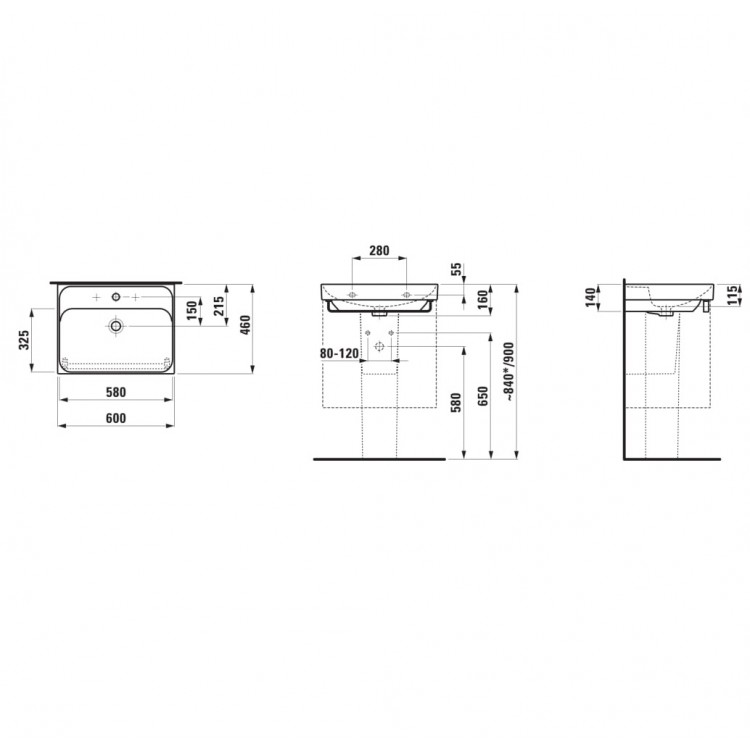 Vannas istabas izlietne Laufen Meda 60x46cm, balta