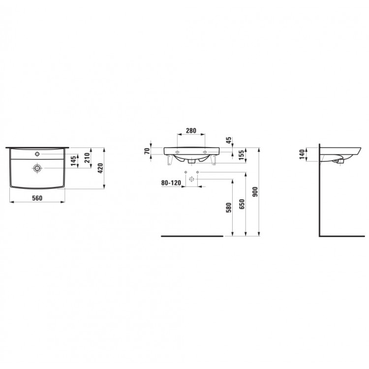Vannas istabas izlietne Laufen Pro Nordic 56x42cm, H810955