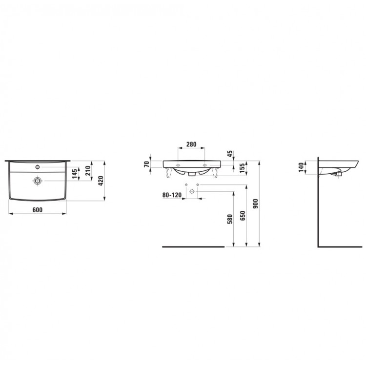 Vannas istabas izlietne Laufen Pro Nordic 60x42cm, H810956