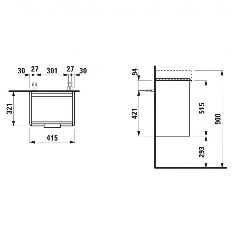Vannas istabas skapītis ar izlietni 45cm Laufen Base L, H4021111102601+H8159610001041