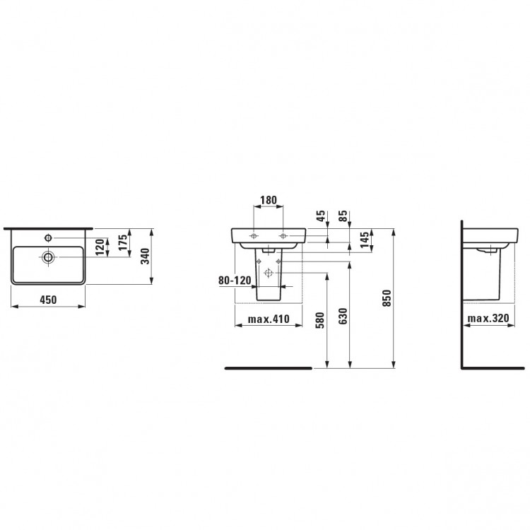 Vannas istabas izlietne Laufen Pro S 45x34cm, H8159610001041