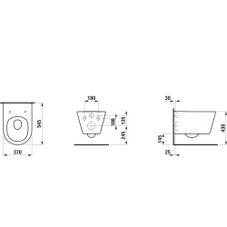Tualetes pods piekaramais Laufen Kartell Rimless Silent Flush ar Soft Close vāku, balts
