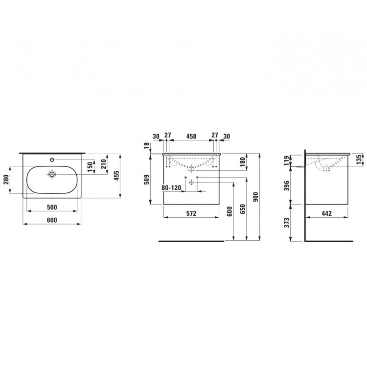 Vannas istabas skapītis ar izlietni Vannas Laufen Lua 60x46cm, spīdīgi balts