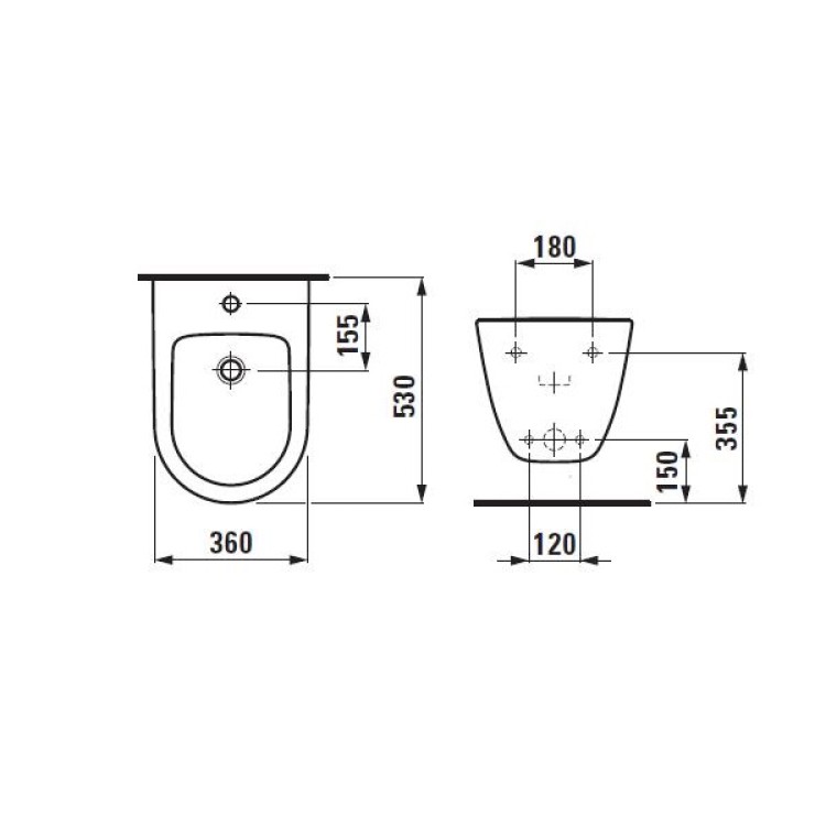 Bidē piekarams Laufen Pro New, balts