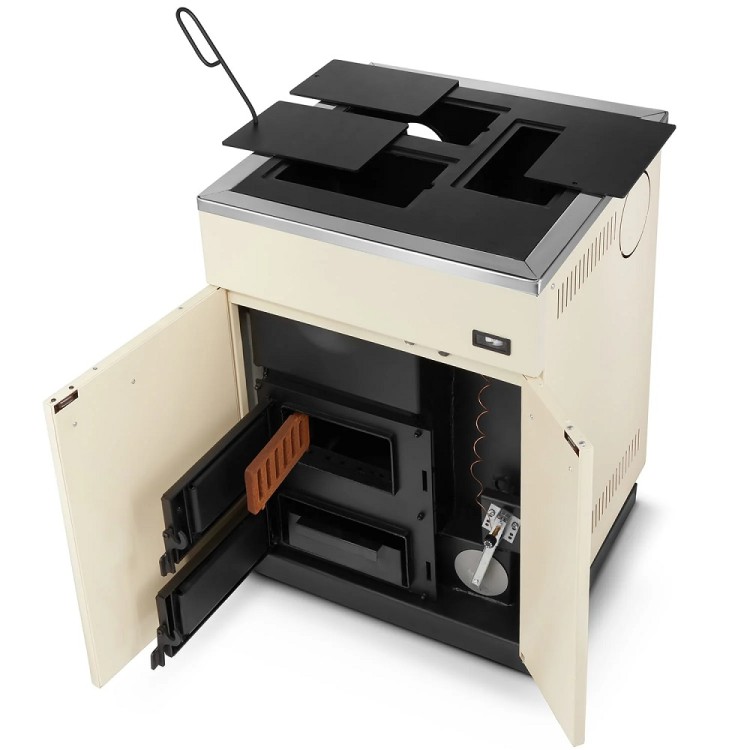 Centrālapkures krāsns ar plītsvirsmu Megal M20 20kW, bēša