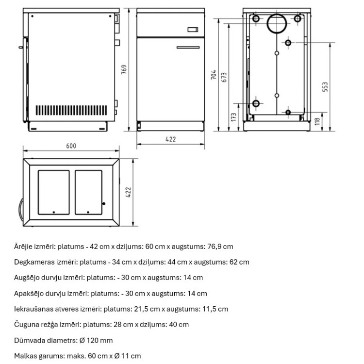 Centrālapkures krāsns ar plītsvirsmu Megal M10 10kW, balts