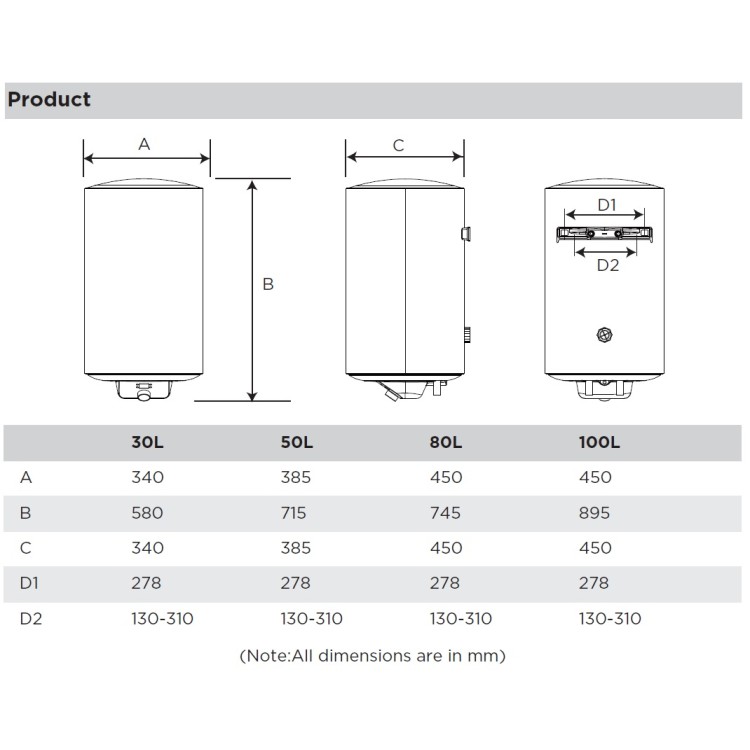 Elektriskais ūdens sildītājs (boileris) Midea Lume Uno WIFI 80 L