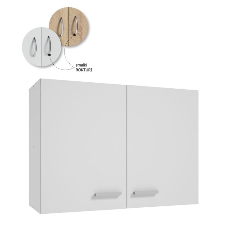 Virtuves augšējais piekaramais skapītis 80x58cm, balts/balts