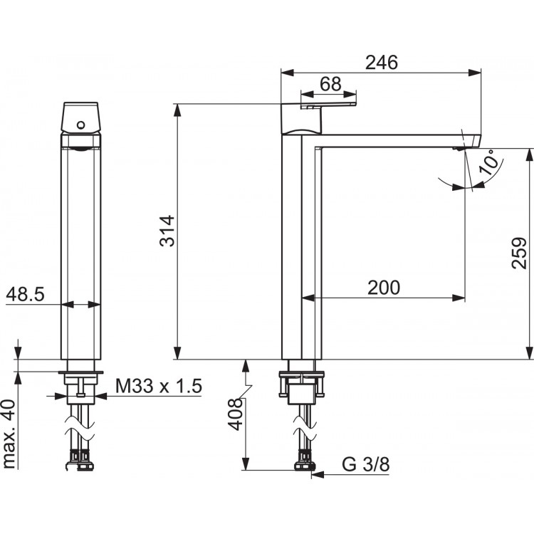 Izlietnes maisītājs paaugstināts ORAS STELA, 4801F