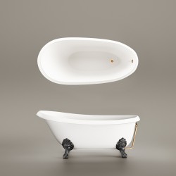 Brīvi stāvoša vanna PAA VICTORIA 1700x830x610, Silkstone, kājas Antica Graphite