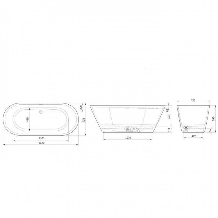 Brīvi stāvoša vanna PAA STORIA 1670x725