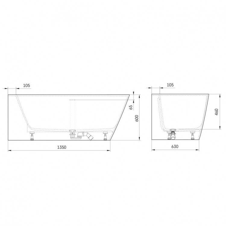 Stūra vanna PAA QUADRO CORNER A 1600x750, balta
