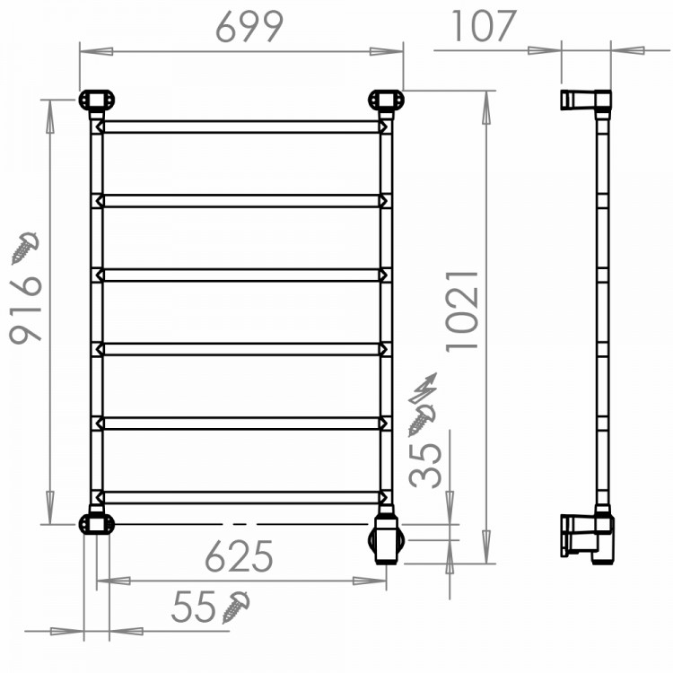 Elektriskais dvieļu žāvētājs PAX Jazz-i wide 6 Momento II 85W