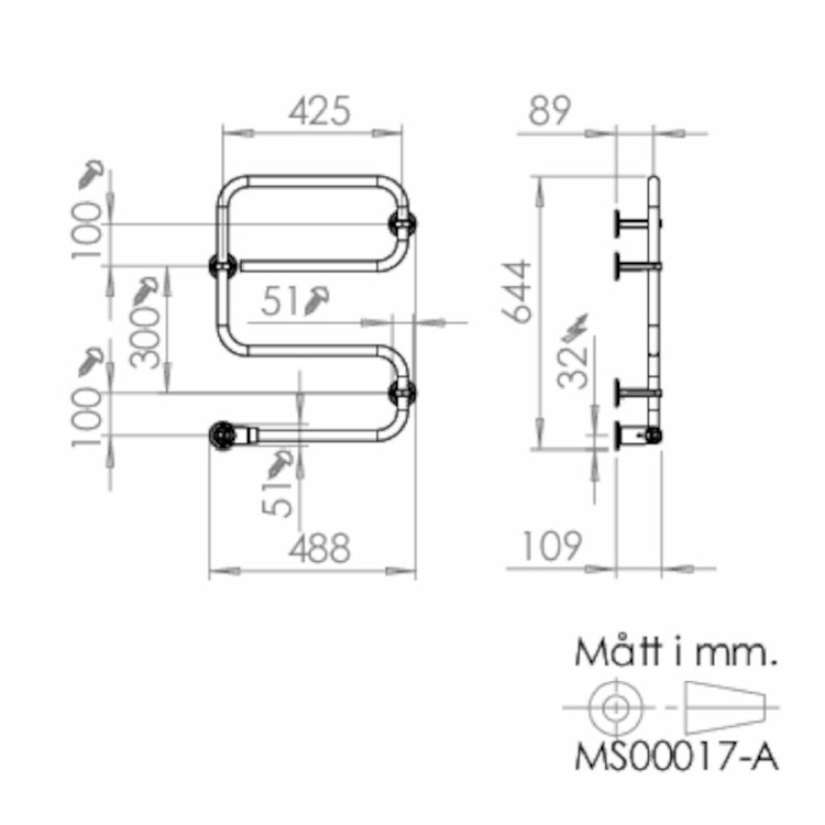 Elektriskais dvieļu žāvētājs PAX TR65 Standard 40W, hroms