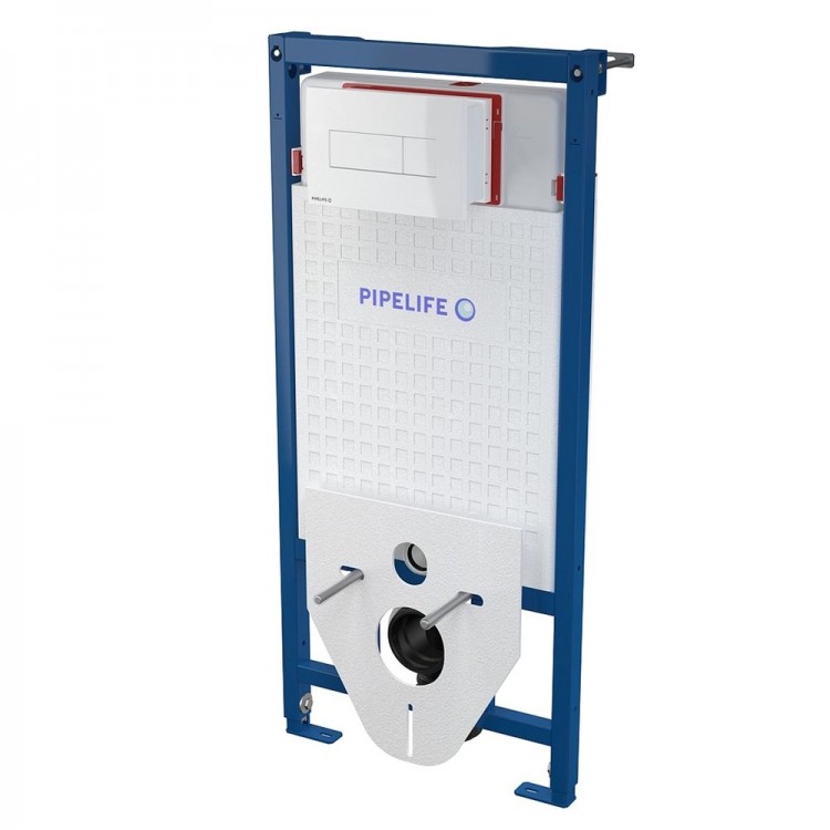 Iebūvējamais rāmis tualetes podam Pipelife ar baltu pogu, AP-WCSETLV