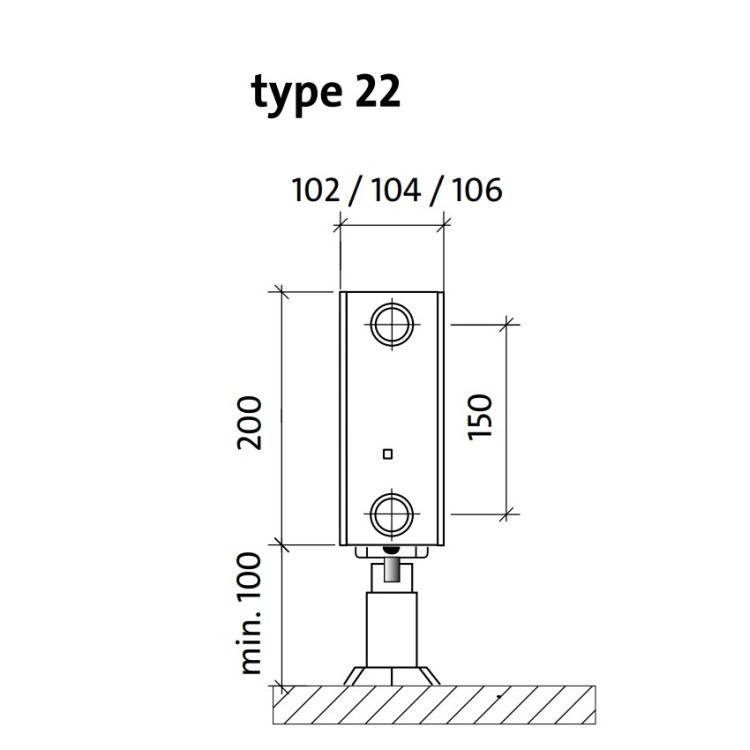 Tērauda paneļu apkures radiators PURMO VKO 22 200x1100