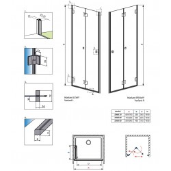 Dušas stūris taisnstūra Radaway Carena KDJ 100x80 cm
