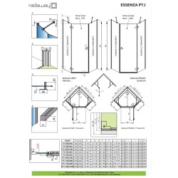 Dušas stūris piecstūru Radaway Essenza New PTJ 100x100 cm