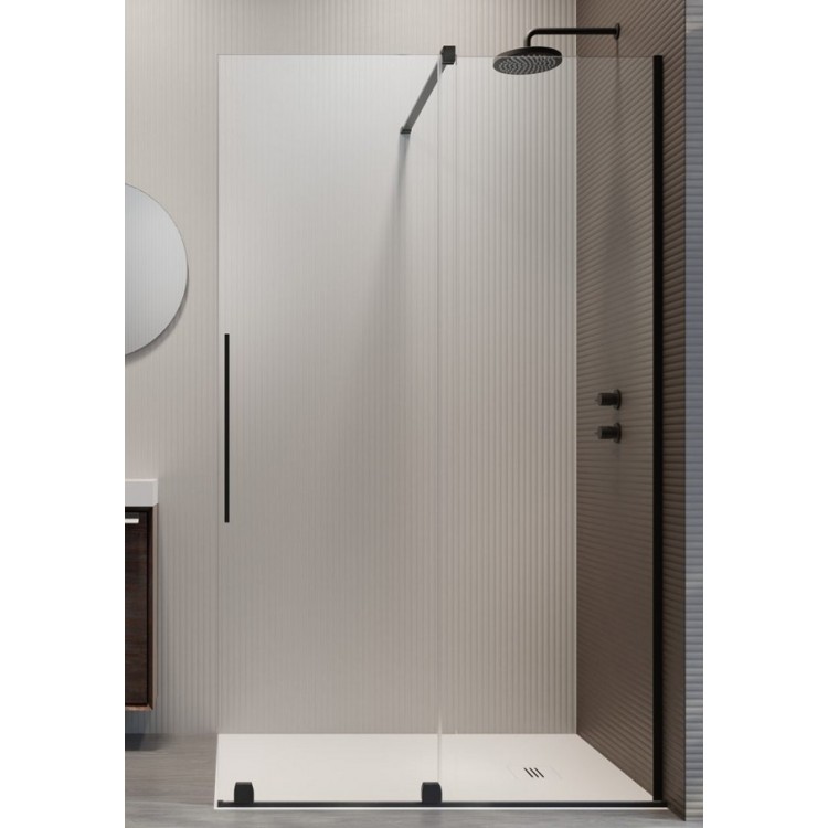 Dušas siena ar bīdāmām durvīm Radaway FURO 100x200 cm, melns R