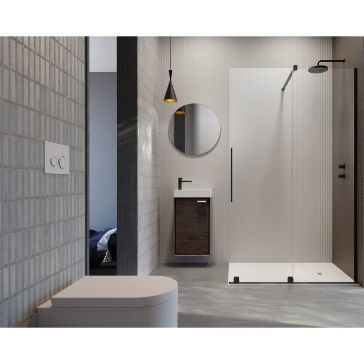 Dušas siena ar bīdāmām durvīm Radaway FURO 100x200 cm, melns R