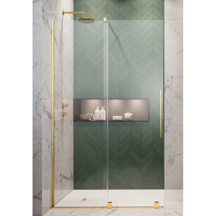 Dušas siena ar bīdāmām durvīm Radaway FURO 100x200 cm, zelts L