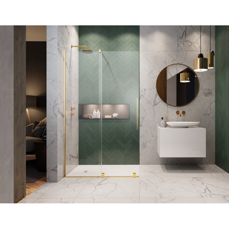 Dušas siena ar bīdāmām durvīm Radaway FURO 100x200 cm, zelts R