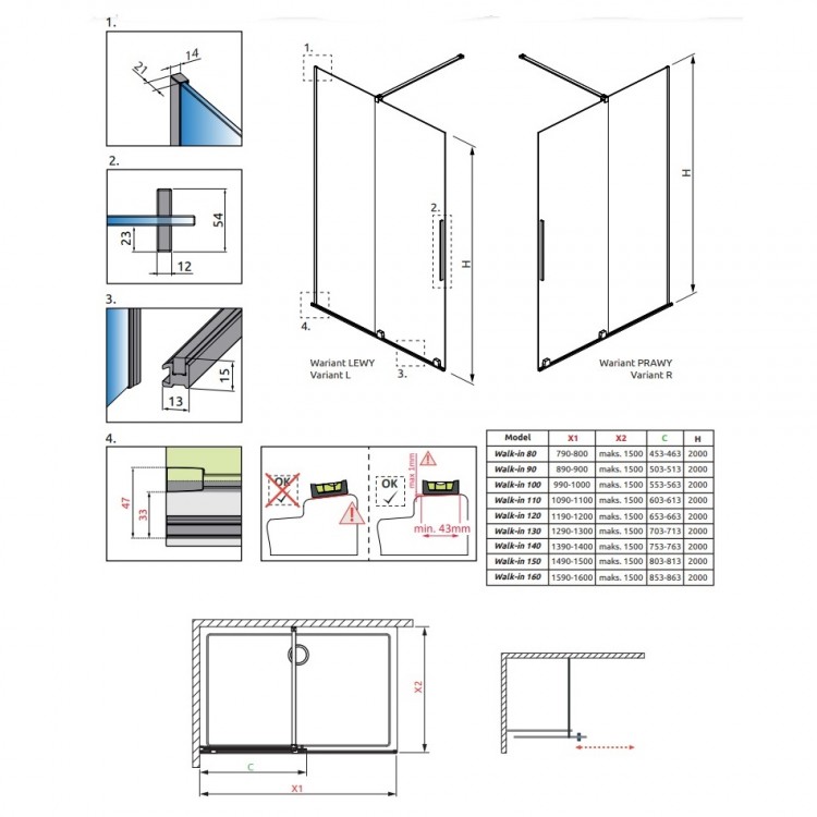 Dušas siena ar bīdāmām durvīm Radaway FURO 100x200 cm, L