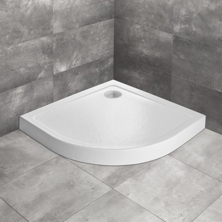 Dušas paliktnis pusapaļš Radaway Doros A Compact 80x80, balts akmens