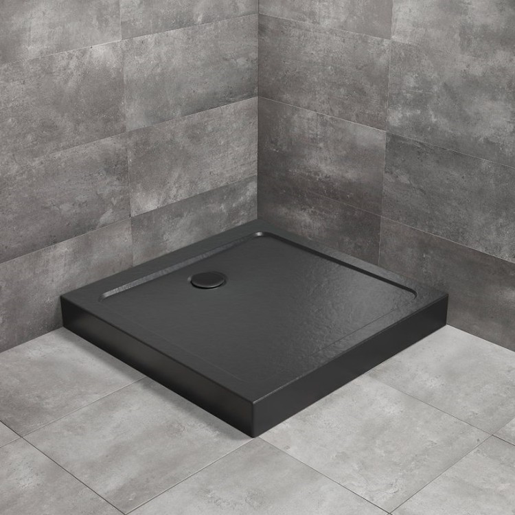 Dušas paliktnis kvadrātveida Radaway DOROS C Compact 90x90cm, melns akmens