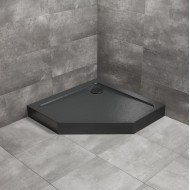 Dušas paliktnis piecstūru Radaway Doros PT Compact 80x80, melns akmens