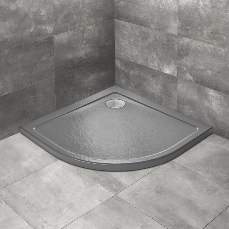 Dušas paliktnis pusapaļš Radaway Doros A 90x90, antracīts akmens