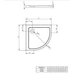 Dušas paliktnis pusapaļš Radaway Doros A 80x80, balts