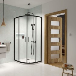 Dušas stūris pusapaļš Radaway Premium Pro Black PDD 100x100 cm