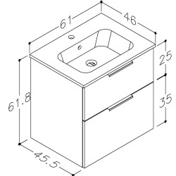 Vannas istabas skapītis ar izlietni RB GRAND 60cm, 21113312