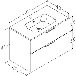 Vannas istabas skapītis ar izlietni RB GRAND 80cm, 21113512
