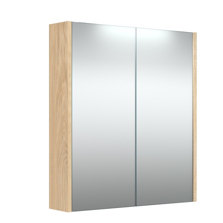 Vannas istabas skapītis ar spoguli Raguvos Baldai 58.2 cm, gaišs ozols