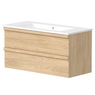 Vannas istabas skapītis ar izlietni RB PURE 101 cm, gaišs ozols