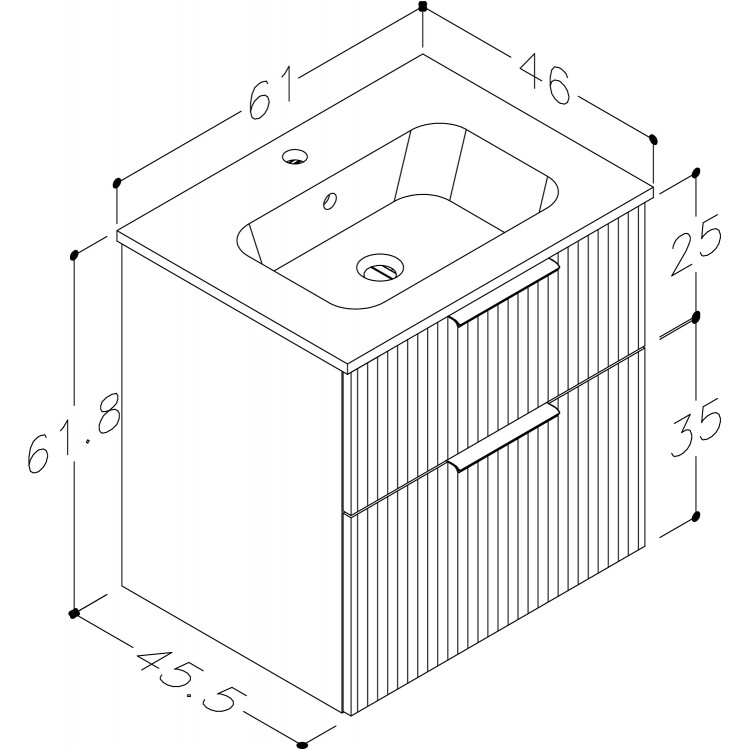 Vannas istabas mēbeļu komplekts RB G-LINE 60cm, grafīts matēts