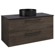 Vannas istabas skapītis ar izlietni Raguvos Baldai JOY 101cm, brūns ozols/melns mēness