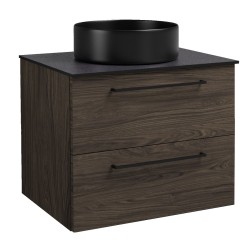 Vannas istabas skapītis ar izlietni RB JOY 60cm, brūns ozols/melns mēness